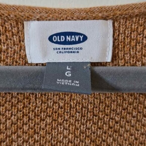 Old Navy V-Neck Spice Orange Textured Knit Long Sleeve Tunic Top Size Large - Picture 4 of 11